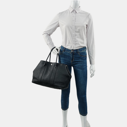 HERMÈS Garden Party 36 Black Negonda Small Bull Leather Tote Handbag with Silver Hardware-(SKU)-965690824