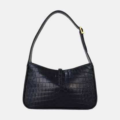 YSL LE 5 À 7 Black Calf Leather Crocodile Embossed Handbag Single Shoulder Bag Golden Hardware-(SKU)-965773000