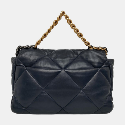 CHANEL CHANEL 19 Large Size Blue Lambskin Diamond Quilted Single Shoulder Bag Tote with Gold, Silver, Ruthenium Hardware 30 Compartments-(SKU)-965310361