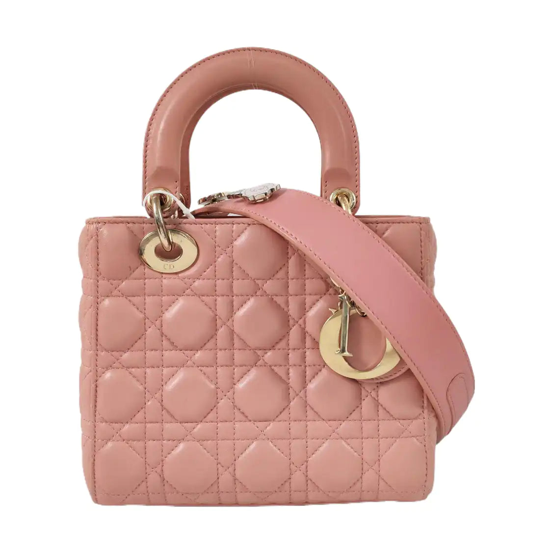 DIOR Lady Dior Small Size Pink Lamb Leather Quilted Cannage Bag with Detachable Strap-(SKU)-965734341