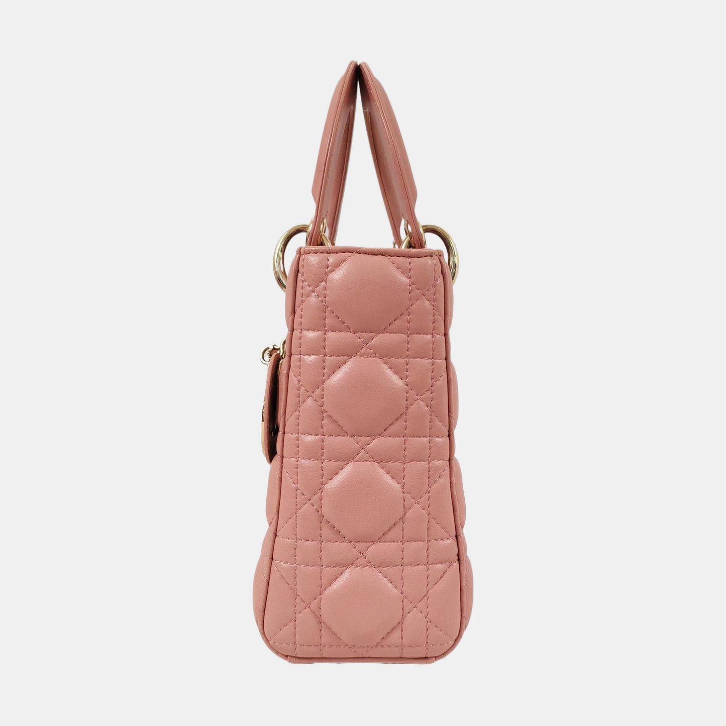 DIOR Lady Dior Small Size Pink Lamb Leather Quilted Cannage Bag with Detachable Strap-(SKU)-965734341