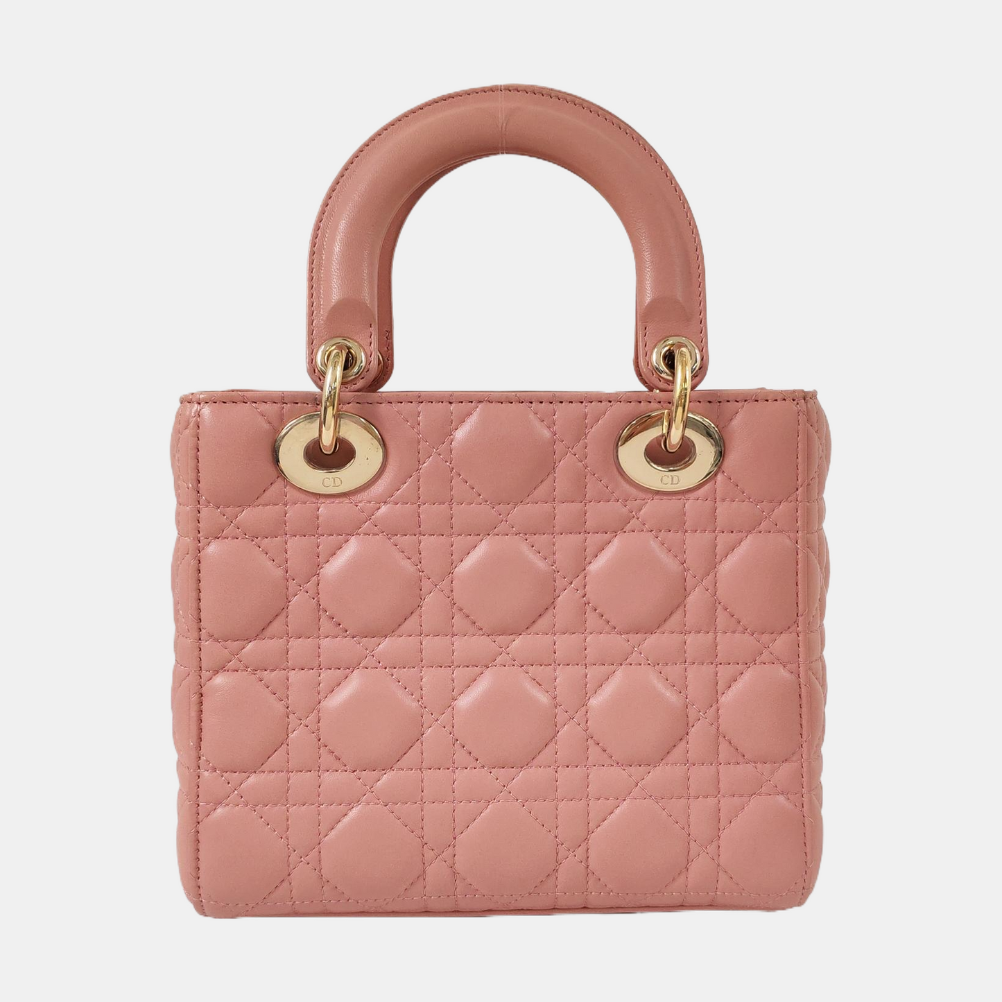 DIOR Lady Dior Small Size Pink Lamb Leather Quilted Cannage Bag with Detachable Strap-(SKU)-965734341
