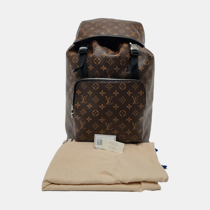 LOUIS VUITTON ZACK Medium Brown Coated Canvas Monogram Backpack Handbag Silver Hardware-(SKU)-965813745