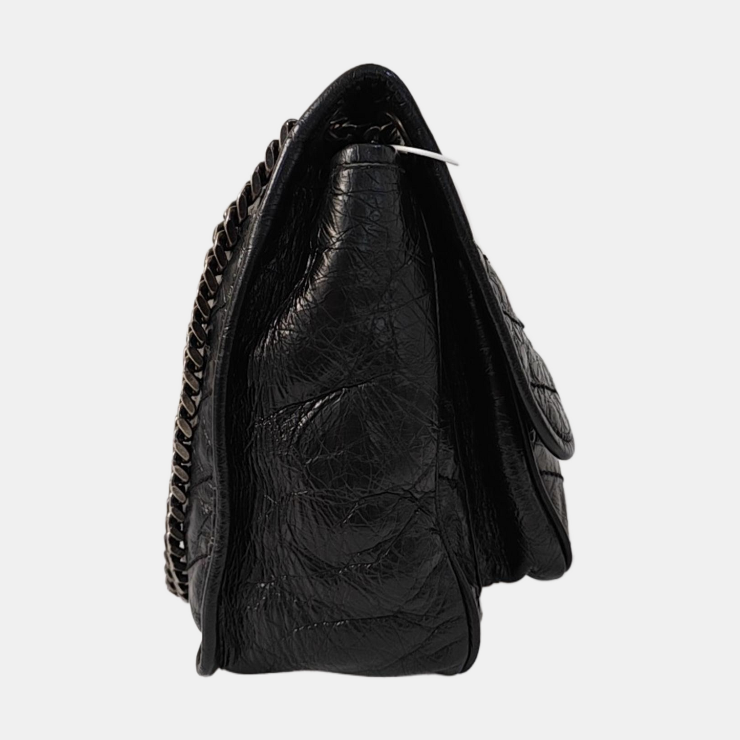 YSL NIKI Medium Size Black Leather Quilted V-Shape Shoulder Bag with Black Ruthenium Hardware-(SKU)-966134744