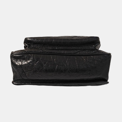 YSL NIKI Medium Size Black Leather Quilted V-Shape Shoulder Bag with Black Ruthenium Hardware-(SKU)-966134744