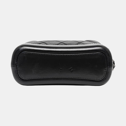 CHANEL GABRIELLE Small Black Leather Quilted Intrecciato Bag Crossbody Bag Single Shoulder Bag Golden Silver Ruthenium Hardware 26cm Removable Strap Accessories Complete-(SKU)-949455868