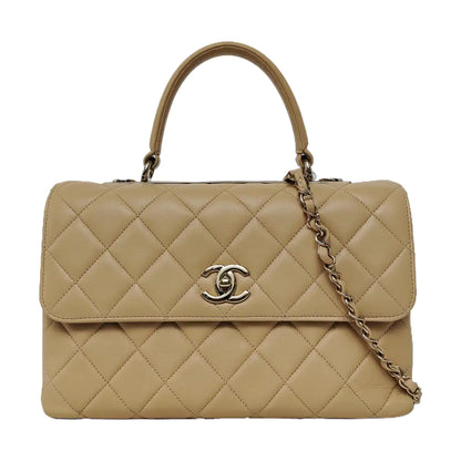 CHANEL TRENDY CC Khaki Lambskin Diamond Quilted Single Shoulder Bag Tote with Gold Hardware 26 Compartments Removable Shoulder Strap-(SKU)-966026838