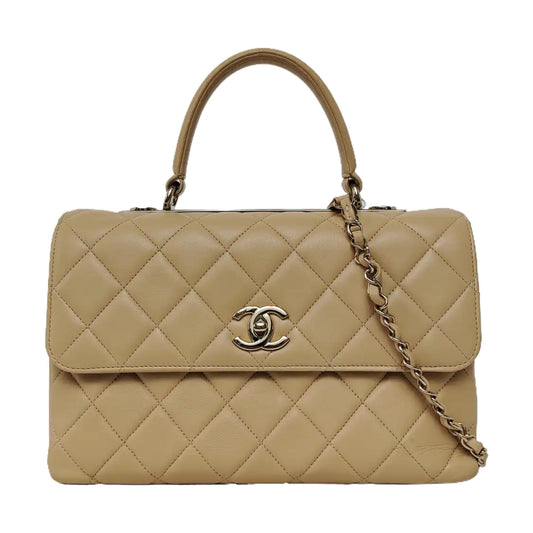 CHANEL TRENDY CC Khaki Lambskin Diamond Quilted Single Shoulder Bag Tote with Gold Hardware 26 Compartments Removable Shoulder Strap-(SKU)-966026838