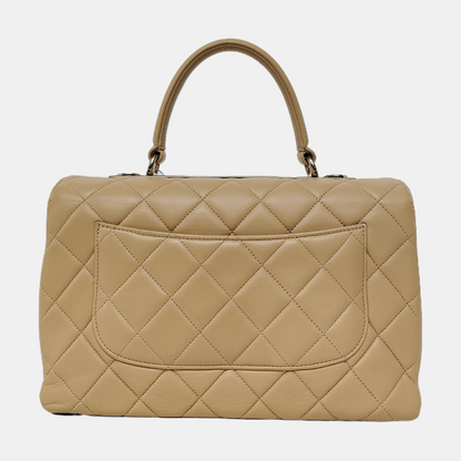 CHANEL TRENDY CC Khaki Lambskin Diamond Quilted Single Shoulder Bag Tote with Gold Hardware 26 Compartments Removable Shoulder Strap-(SKU)-966026838