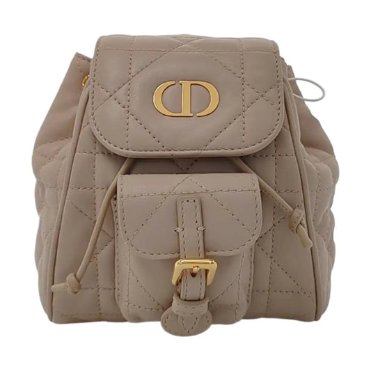 DIOR Dior Caro Beige Lamb Skin Woven Check Double Shoulder Bag Golden Hardware-(SKU)-965867232