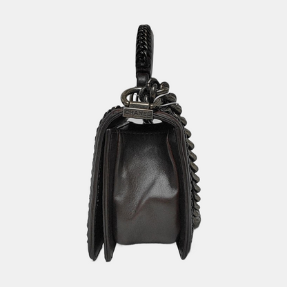 CHANEL BOY CHANEL Small Burgundy Calfskin Quilted Shoulder Bag Tote Crossbody Bag with Detachable Strap Rhodium Hardware 21 Compartments-(SKU)-965756203