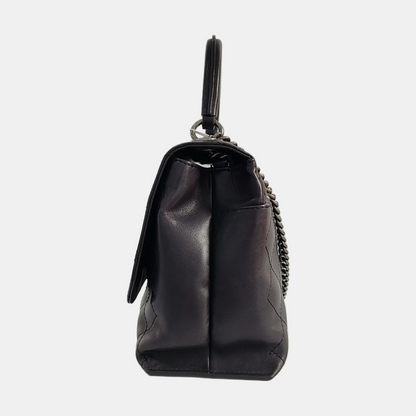 CHANEL LUXURY TOP Small Black Calfskin Quilted Shoulder Bag Tote Crossbody Bag Ruthenium Hardware 22K Clasp-(SKU)-965599174