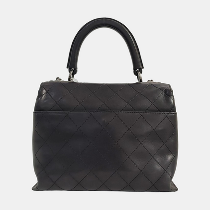 CHANEL LUXURY TOP Small Black Calfskin Quilted Shoulder Bag Tote Crossbody Bag Ruthenium Hardware 22K Clasp-(SKU)-965599174