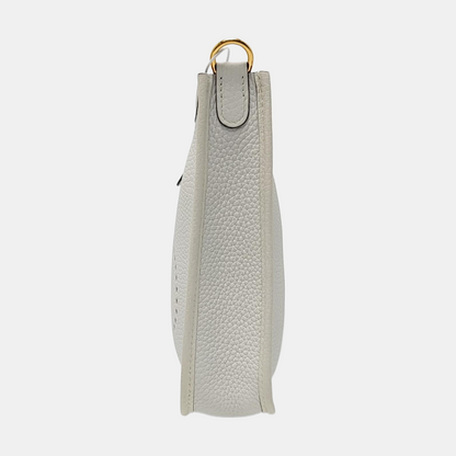 HERMÈS Evelyne New White Clemence Leather Cutout Shoulder Bag Crossbody Bag Handbag Golden Hardware Removable Shoulder Strap Accessories Included-(SKU)-961613052