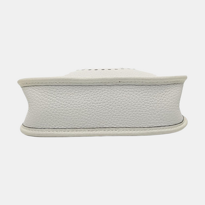 HERMÈS Evelyne New White Clemence Leather Cutout Shoulder Bag Crossbody Bag Handbag Golden Hardware Removable Shoulder Strap Accessories Included-(SKU)-961613052