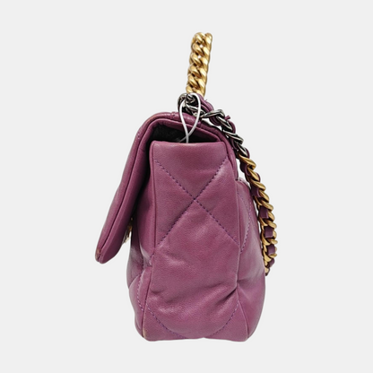 CHANEL CHANEL 19 Small Pastel Pink Lamb Leather Quilted Stitch Shoulder Bag Crossbody Bag Gold Silver Rhodium Hardware 30 Clasp-(SKU)-966023711
