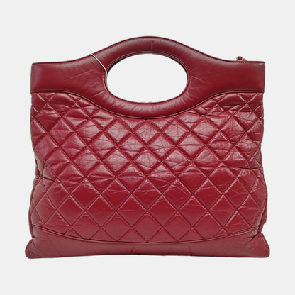 CHANEL CHANEL 31 Burgundy Vintage Calfskin Diamond Quilted Crossbody Single Shoulder Bag Tote with Gold Hardware 30 Compartments-(SKU)-966025324