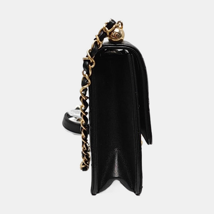 CHANEL CLASSIC VERTICAL PEARL medium black leather quilted diamond-stitched shoulder bag crossbody bag gold hardware 28 carat-(SKU)-966148569