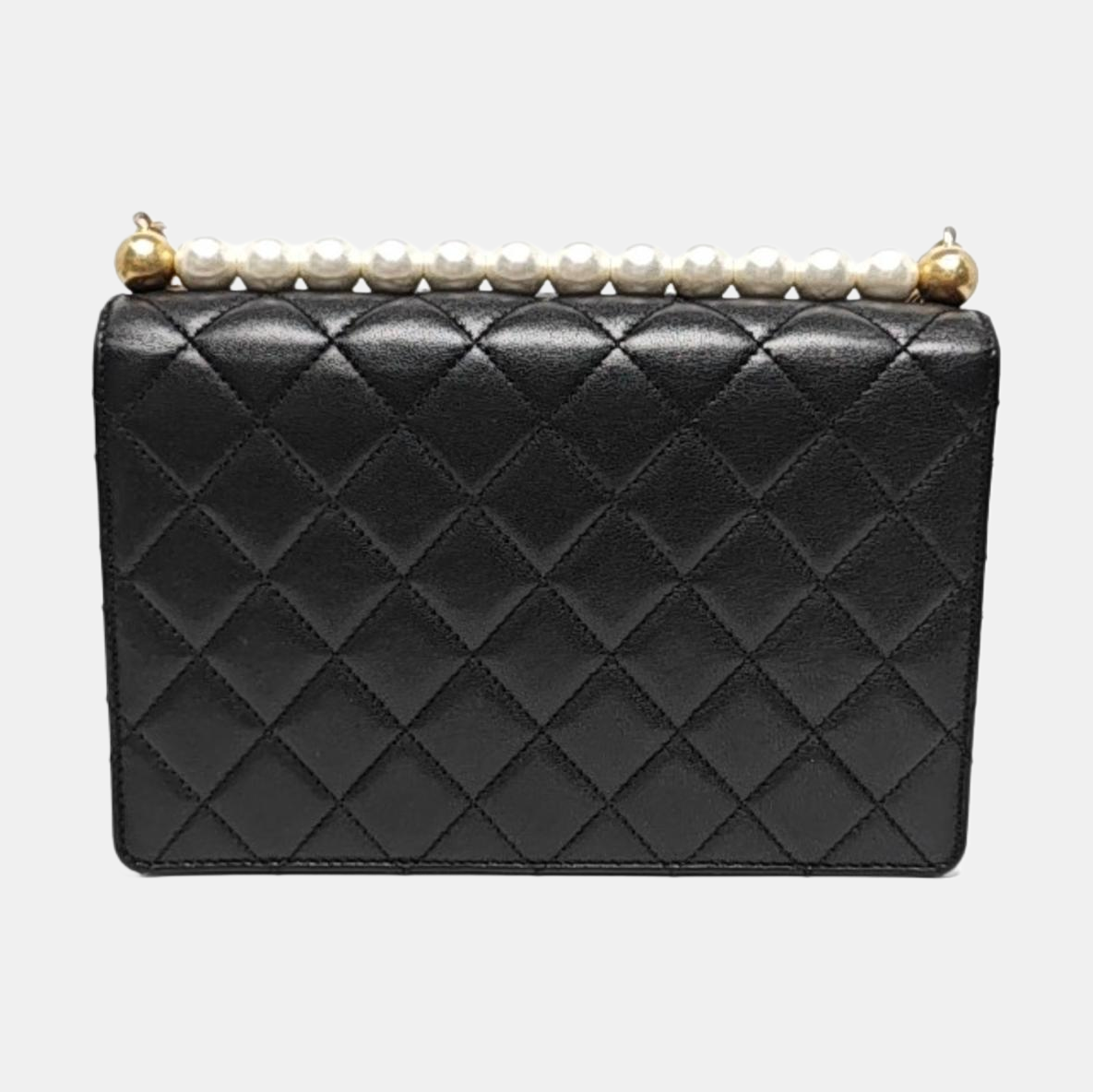 CHANEL CLASSIC VERTICAL PEARL medium black leather quilted diamond-stitched shoulder bag crossbody bag gold hardware 28 carat-(SKU)-966148569