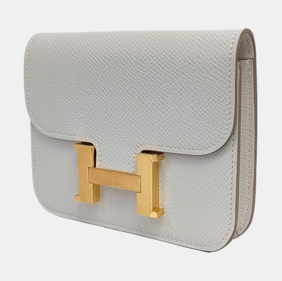 HERMÈS Constance Slim Light Gray Epsom Leather Constance Bag Wallet with Gold Hardware B Stamp Pockets-(SKU)-966022942