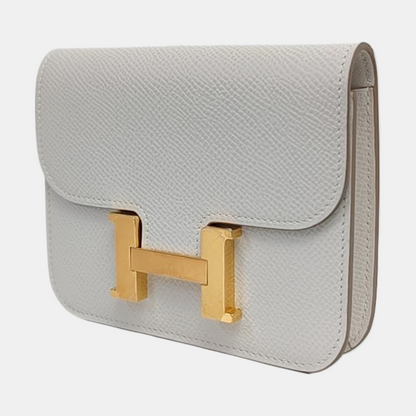 HERMÈS Constance Slim Light Gray Epsom Leather Constance Bag Wallet with Gold Hardware B Stamp Pockets-(SKU)-966022942
