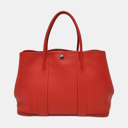 HERMÈS Garden Party 36 Peony Red Negonda Calfskin Garden Bag Tote Bag Silver Hardware 🅁 Engraved-(SKU)-966027305
