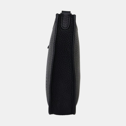 HERMÈS Evelyne TPM Black Clemence Leather Cutout Evelyne Single Shoulder Bag Crossbody Bag with Silver Hardware and B, Detachable Shoulder Strap-(SKU)-966183843
