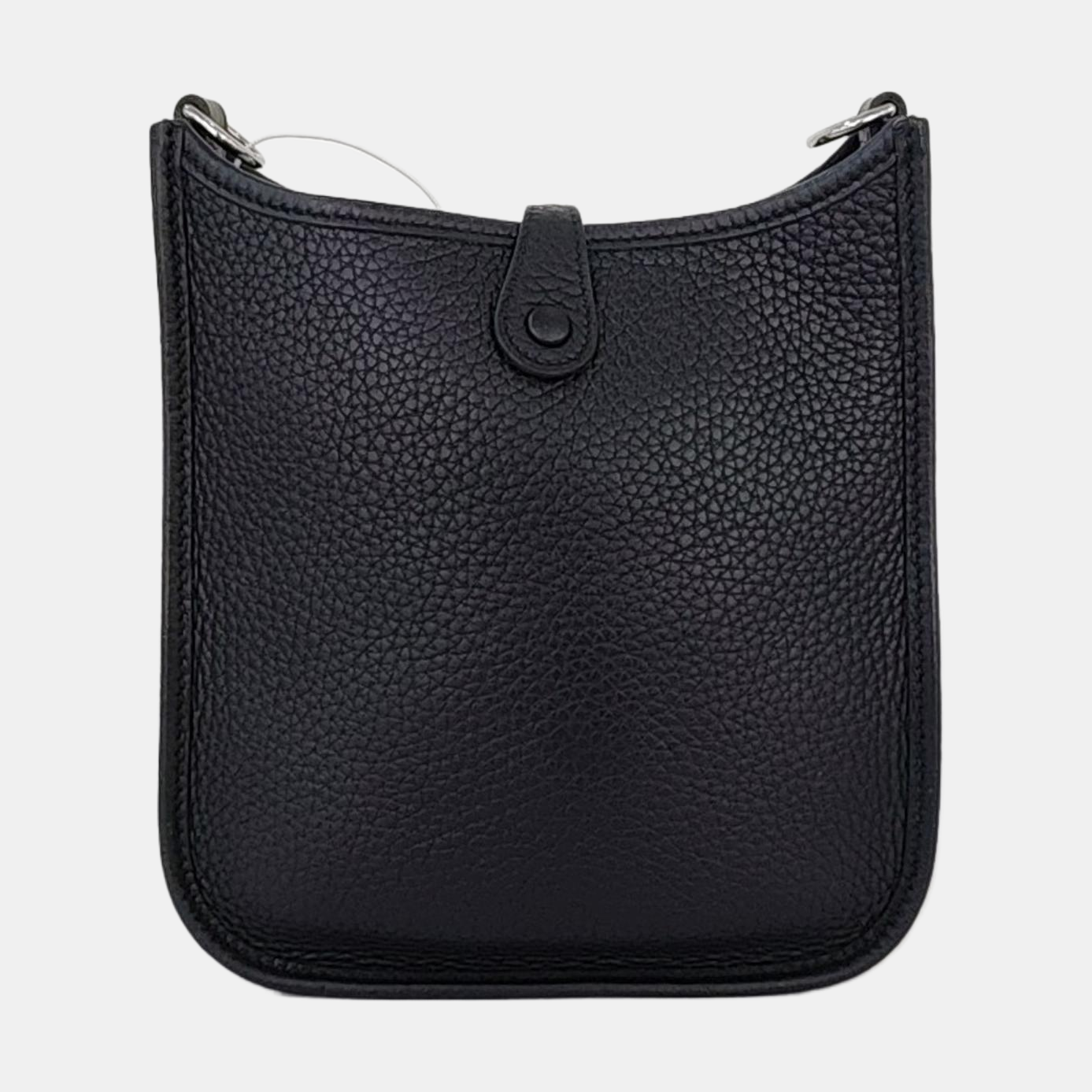 HERMÈS Evelyne TPM Black Clemence Leather Cutout Evelyne Single Shoulder Bag Crossbody Bag with Silver Hardware and B, Detachable Shoulder Strap-(SKU)-966183843