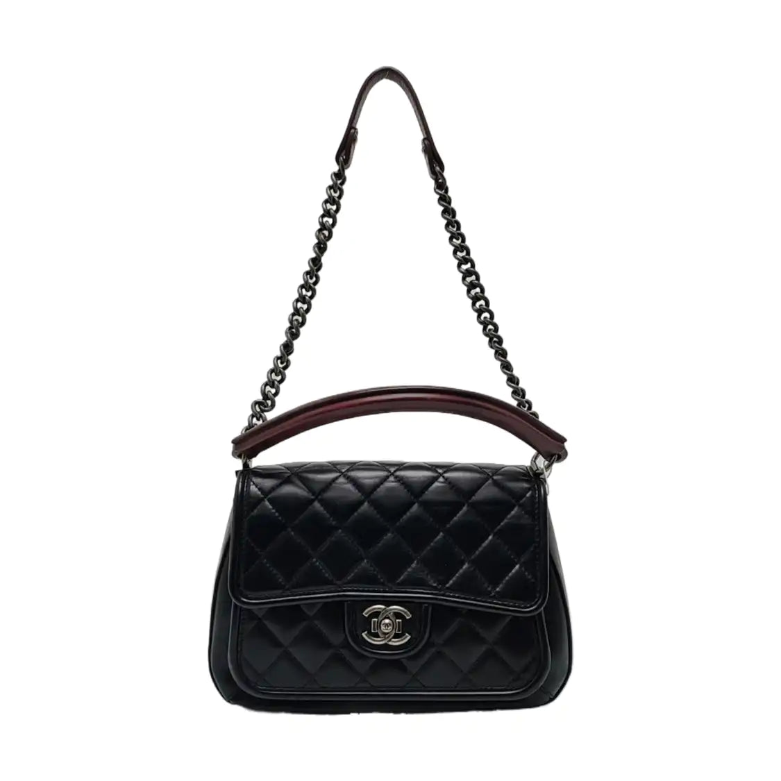 CHANEL PRESTIGE Black Calfskin Quilted Shoulder Bag with Palladium Hardware, 21 Clasp-(SKU)-966292993
