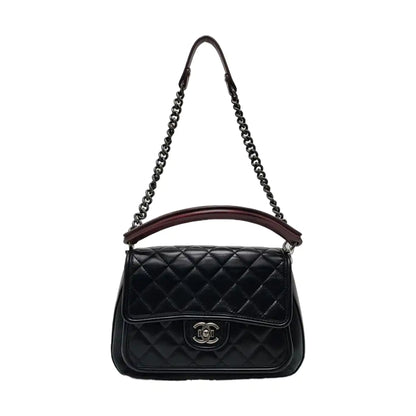 CHANEL PRESTIGE Black Calfskin Quilted Shoulder Bag with Palladium Hardware, 21 Clasp-(SKU)-966292993