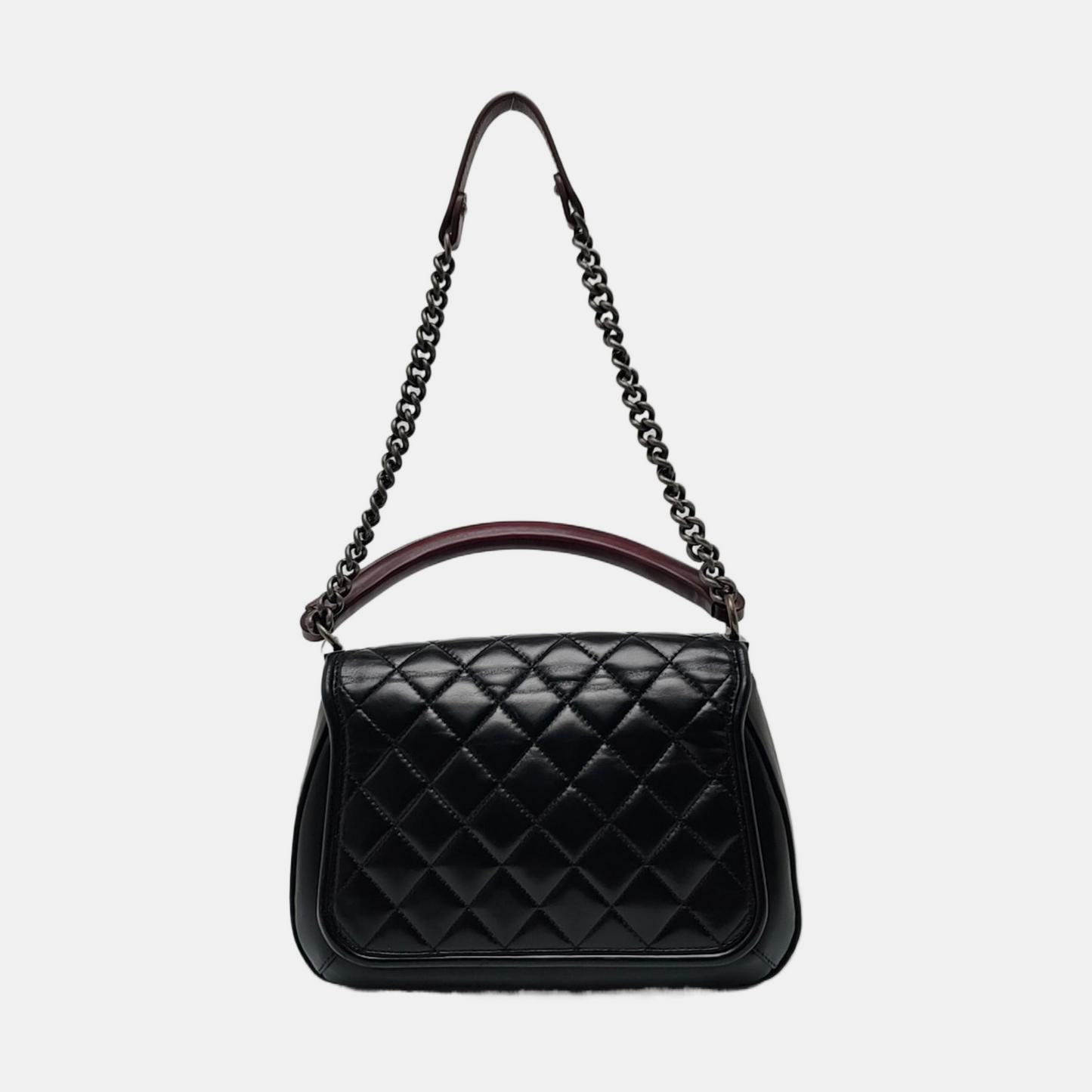 CHANEL PRESTIGE Black Calfskin Quilted Shoulder Bag with Palladium Hardware, 21 Clasp-(SKU)-966292993
