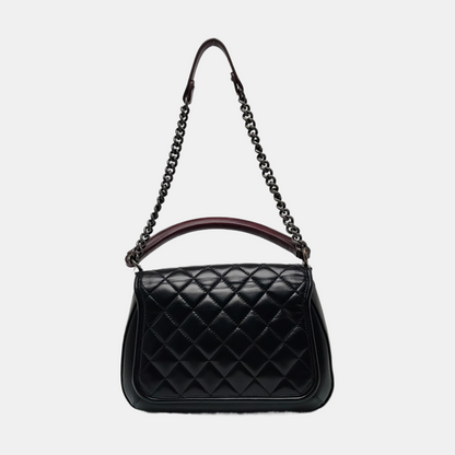 CHANEL PRESTIGE Black Calfskin Quilted Shoulder Bag with Palladium Hardware, 21 Clasp-(SKU)-966292993