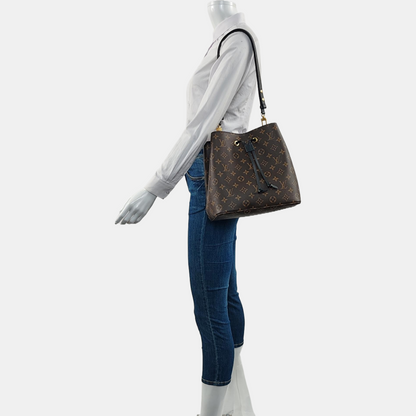 LOUIS VUITTON NÉONOÉ Medium Brown Coated Canvas Monogram Neverfull Shoulder Bag with Gold Hardware and Detachable Strap-(SKU)-966186595
