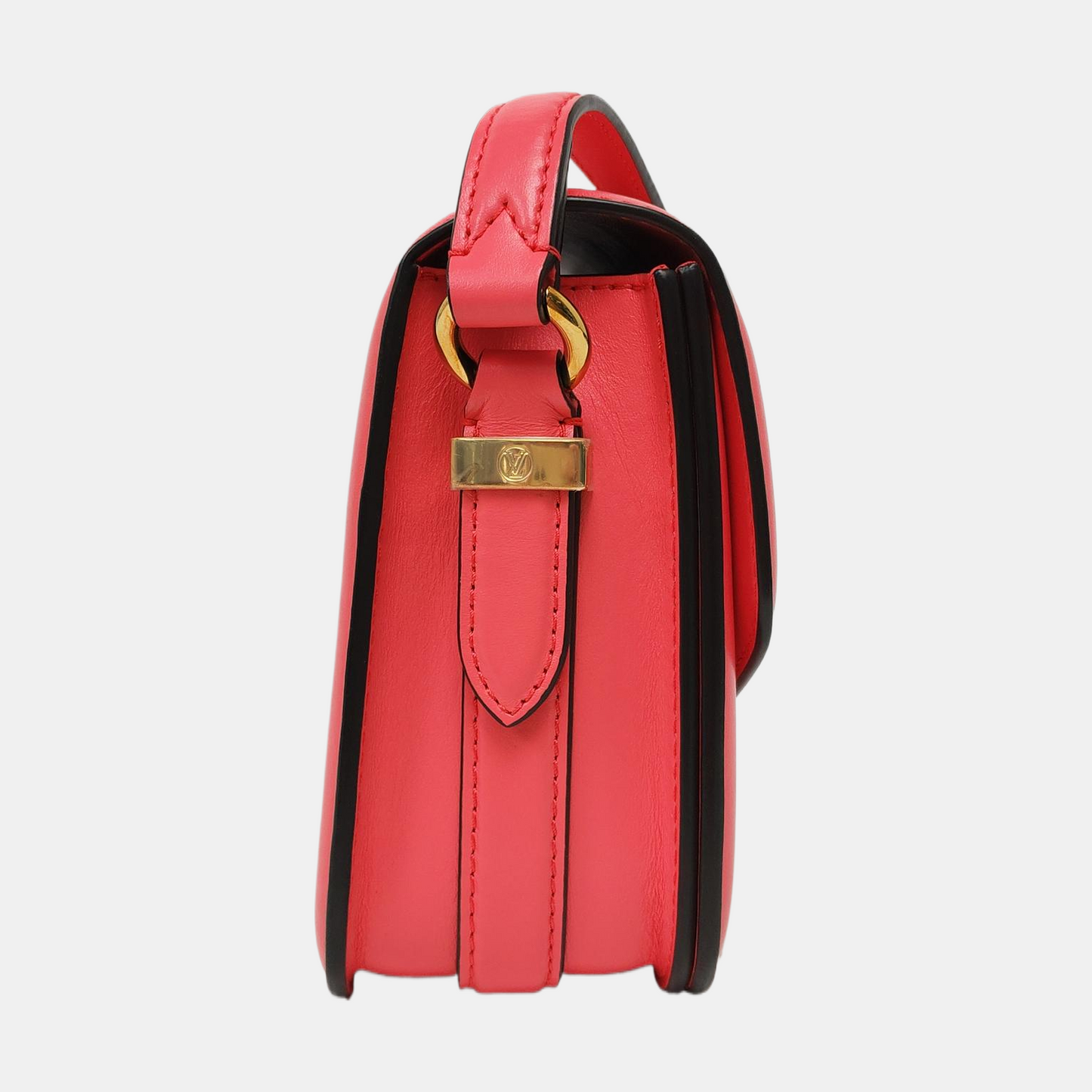 LOUIS VUITTON PONT 9 Red Calfskin Shoulder Bag Handbag Golden Hardware-(SKU)-966331663