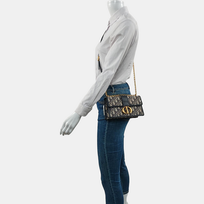 DIOR 30 Montaigne East-West blue canvas Monogram jacquard Montaigne bag shoulder bag crossbody bag removable shoulder strap-(SKU)-966152938
