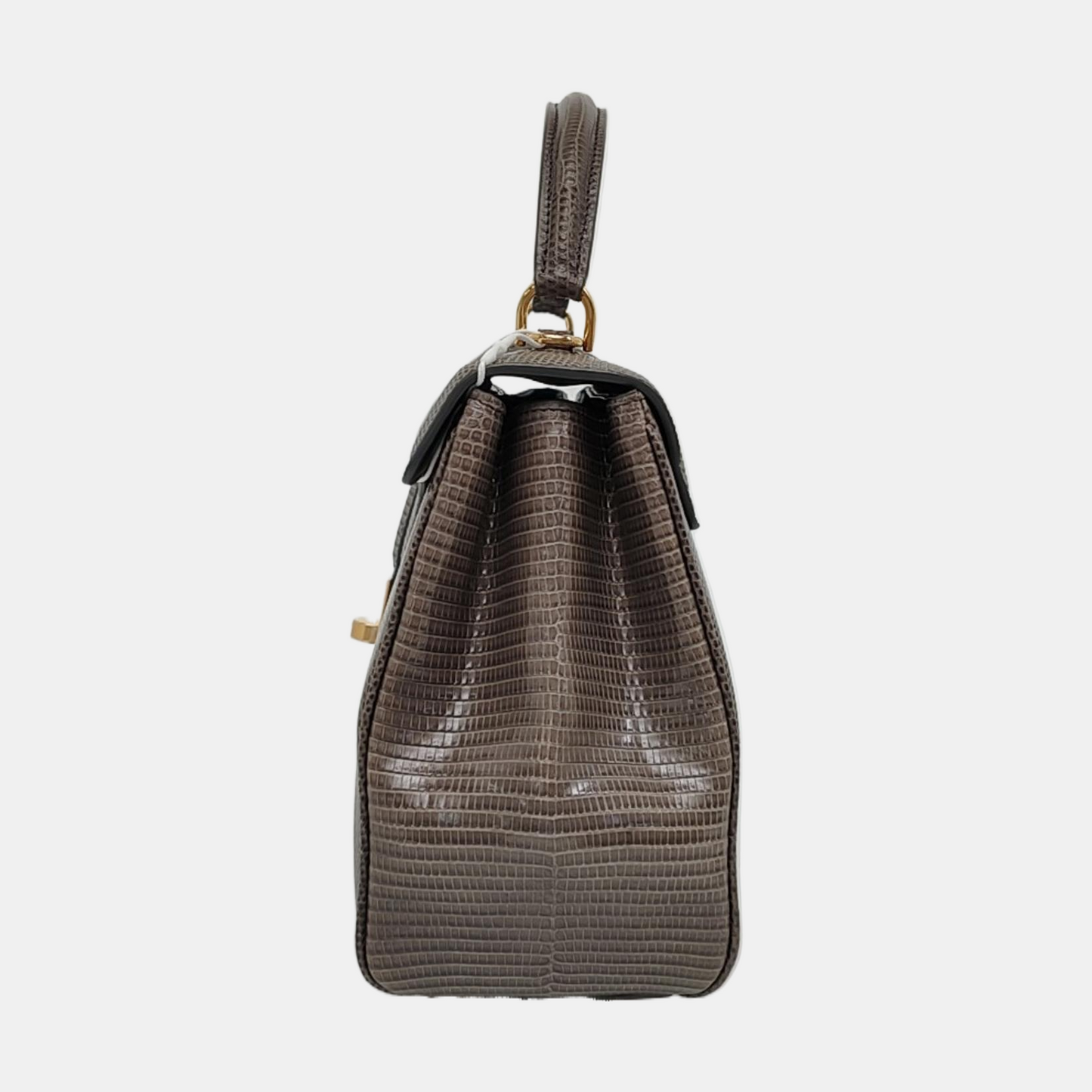 CELINE 16 Small Size Grey Lizard Skin Crossbody Shoulder Bag with Gold Hardware, Detachable Strap, Complete Accessories-(SKU)-966431025