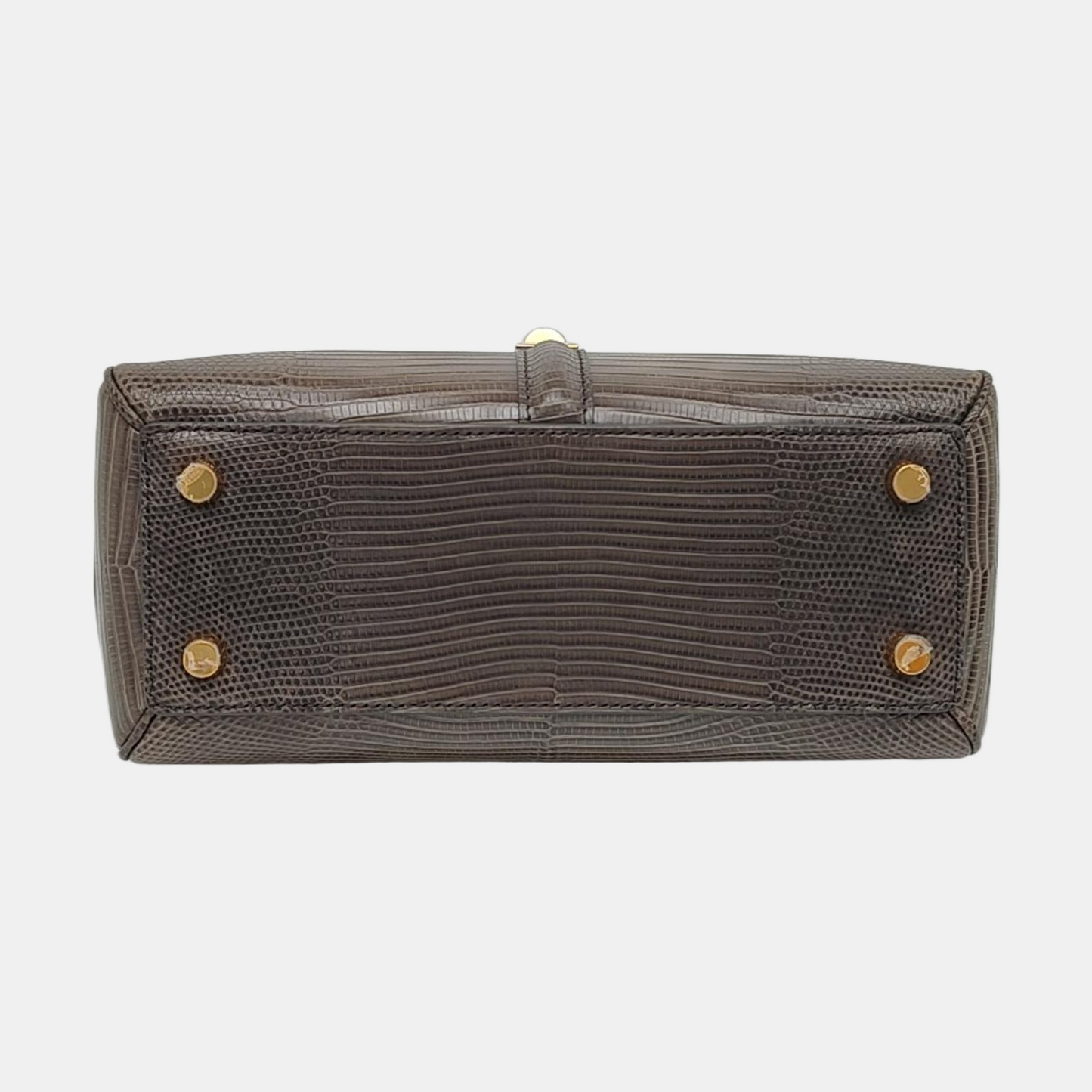 CELINE 16 Small Size Grey Lizard Skin Crossbody Shoulder Bag with Gold Hardware, Detachable Strap, Complete Accessories-(SKU)-966431025