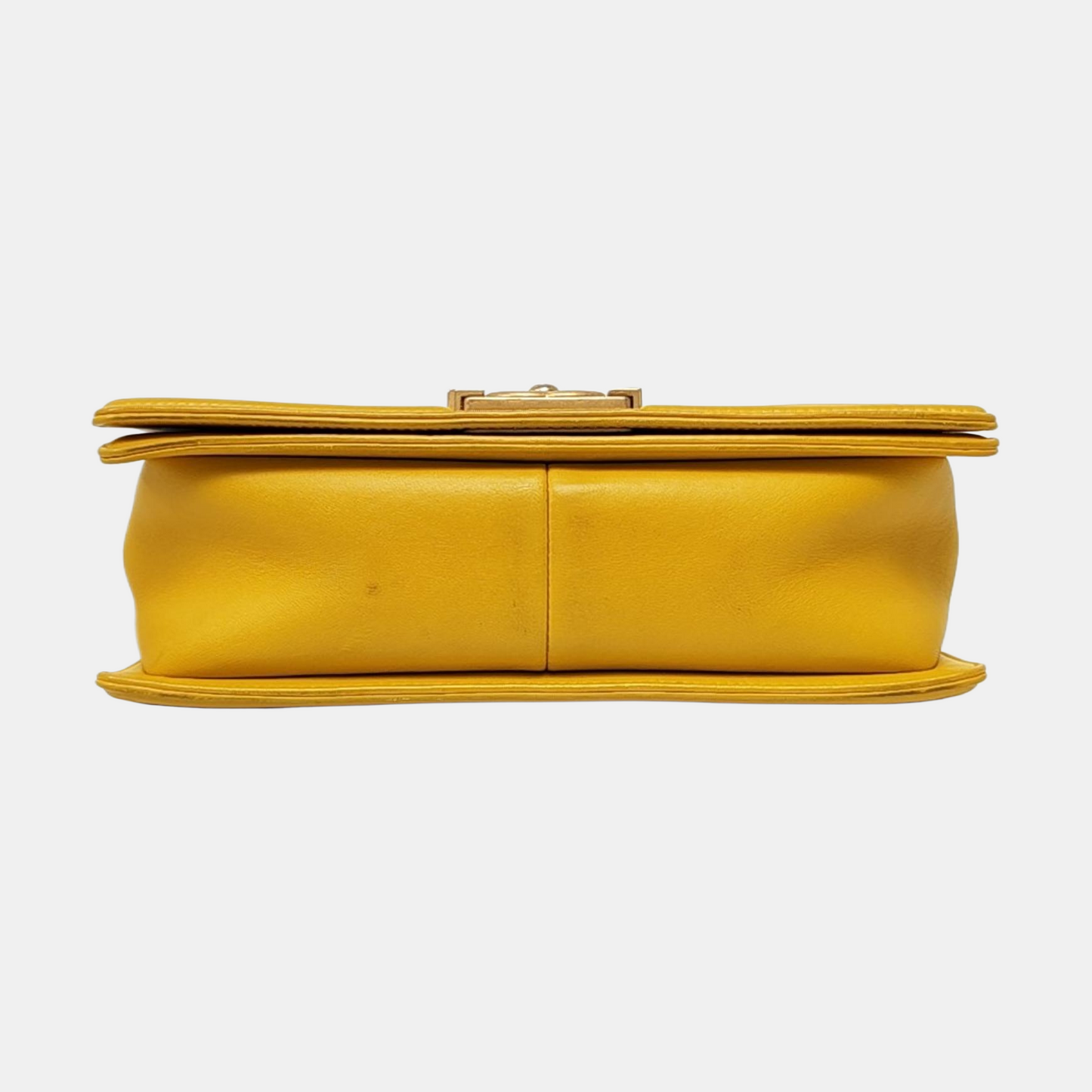 CHANEL BOY CHANEL Medium Yellow Lamb Skin Quilted V Crossbody Bag Shoulder Bag Golden Hardware 24 Clasp Removable Shoulder Strap-(SKU)-966291134