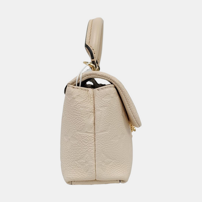 LOUIS VUITTON MADELEIN Nano White Leather Monogram Embossed Shoulder Bag Tote Bag Crossbody Bag Golden Hardware Removable Shoulder Strap Accessories Included-(SKU)-966288276