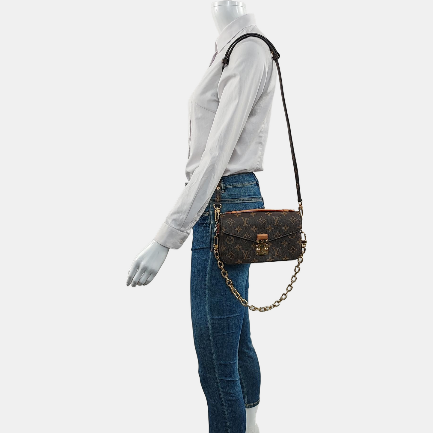LOUIS VUITTON MÉTIS EAST WEST Brown Coated Canvas Monogram Crossbody Shoulder Bag Tote Bag Single Shoulder Bag with Detachable Straps-(SKU)-966155096
