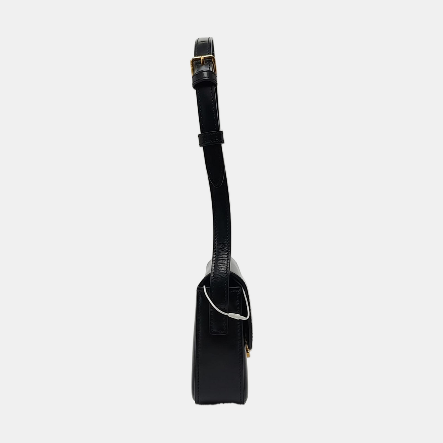 CELINE TRIOMPHE Black Leather Single Shoulder Bag with Gold Hardware-(SKU)-966416855