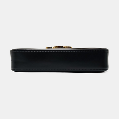 CELINE TRIOMPHE Black Leather Single Shoulder Bag with Gold Hardware-(SKU)-966416855
