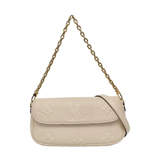 LOUIS VUITTON IVY Beige Calfskin Monogram Printed Crossbody Bag with Gold Hardware and 2 Detachable Straps, Complete Accessories-(SKU)-966165877