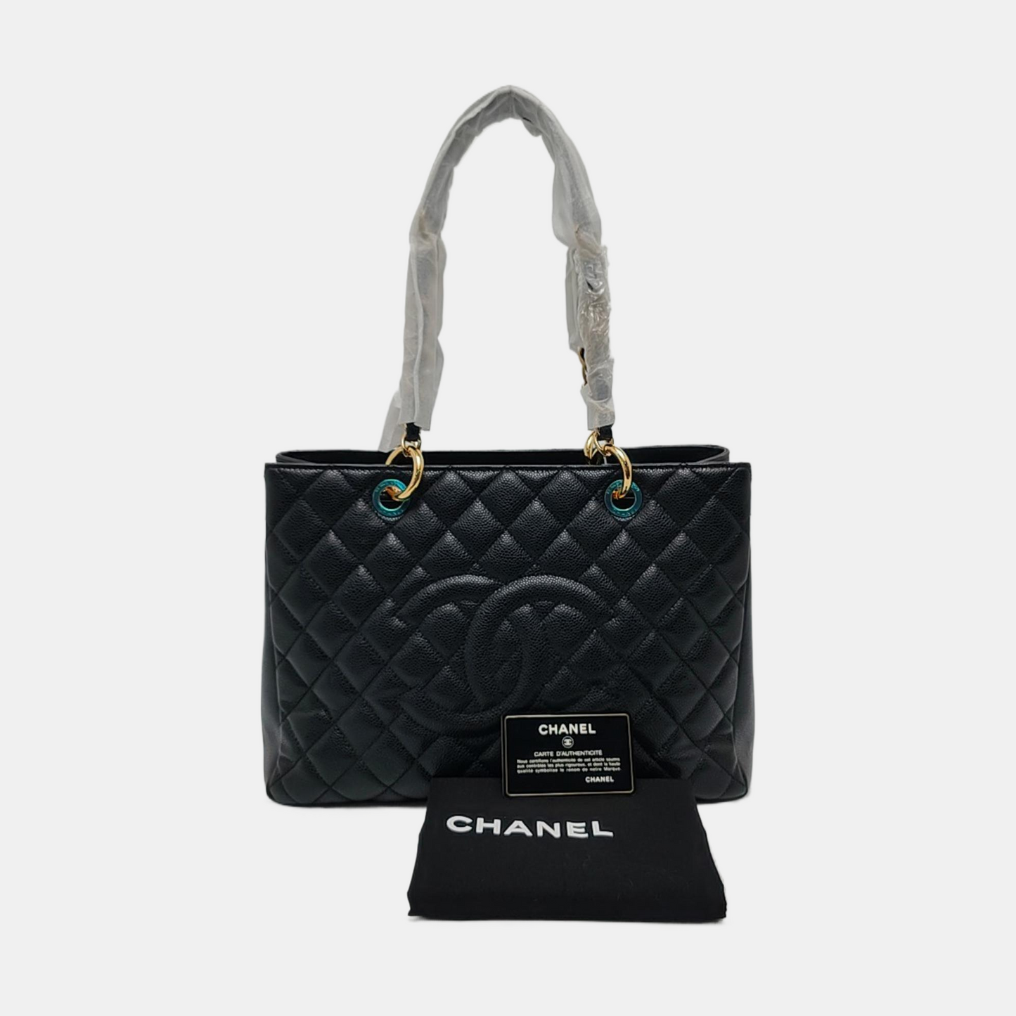 CHANEL CHANEL GST Large Black Calfskin Quilted Shoulder Bag Handbag Golden Hardware 15 Clasp-(SKU)-966619492