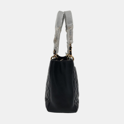 CHANEL CHANEL GST Large Black Calfskin Quilted Shoulder Bag Handbag Golden Hardware 15 Clasp-(SKU)-966619492
