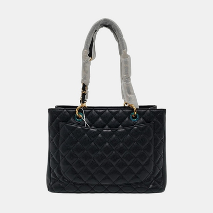 CHANEL CHANEL GST Large Black Calfskin Quilted Shoulder Bag Handbag Golden Hardware 15 Clasp-(SKU)-966619492