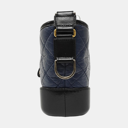 CHANEL GABRIELLE Small Dark Blue Quilted Leather Hobo Shoulder Bag Crossbody Bag Tote with Detachable Strap-(SKU)-966423917