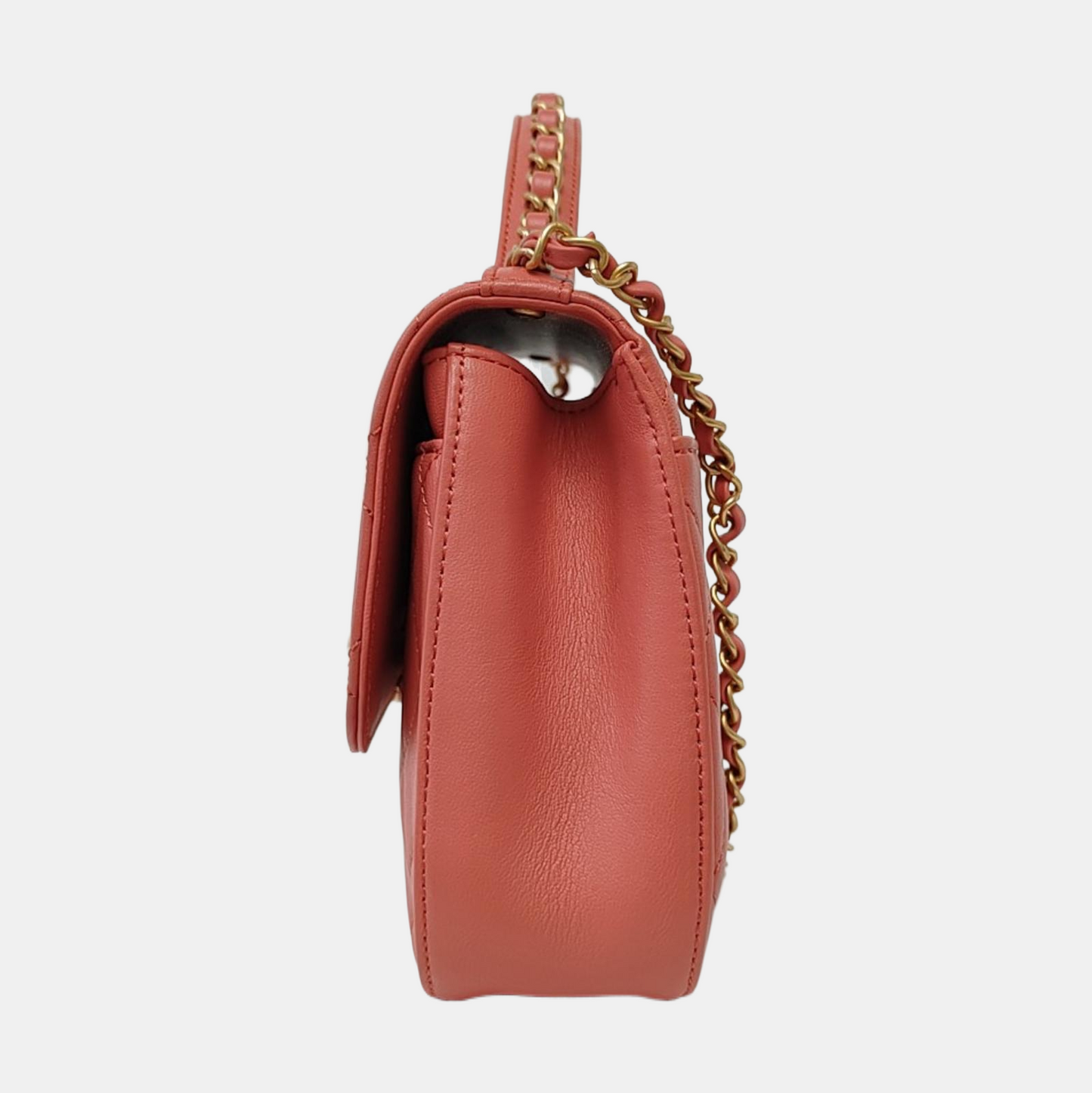 CHANEL CHAIN INFINITY TOP HANDLE Pink Leather Quilted Chain Bag Single Shoulder Bag, Handbag, Crossbody Bag, Gold Hardware, 28 Clasp-(SKU)-966446477