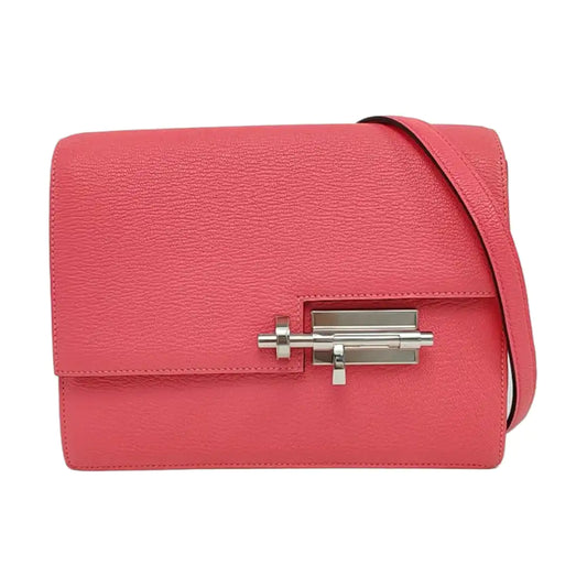 HERMÈS Verrou Stunning Pink Chèvre Mysore Goat Leather Clutch Gun Bag with Silver Hardware A-(SKU)-933861481