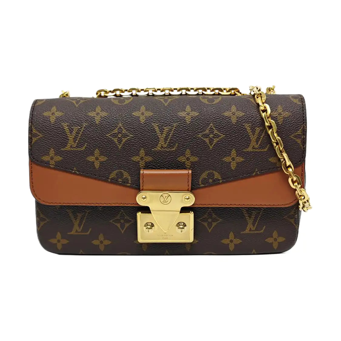 LOUIS VUITTON MARCEAU Brown Coated Canvas Monogram Single Shoulder Bag Crossbody Bag Gold Hardware-(SKU)-966263991